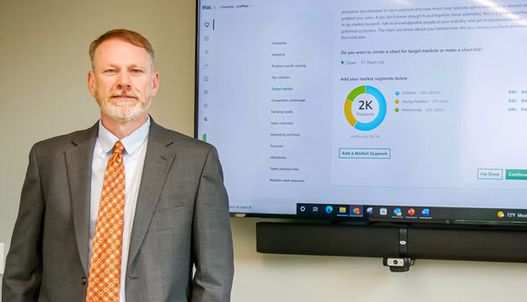  Ben Calhoun, Greenwood Area Manager for the Clemson Small Business Development Center, at Clemson University's Wilbur O. and Ann Powers College of Business.