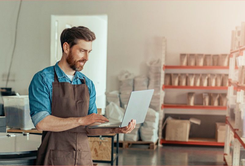 Man working on laptop