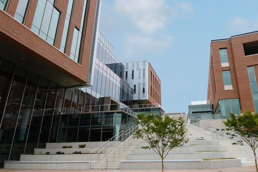 Exterior of Clemson business school campus.
