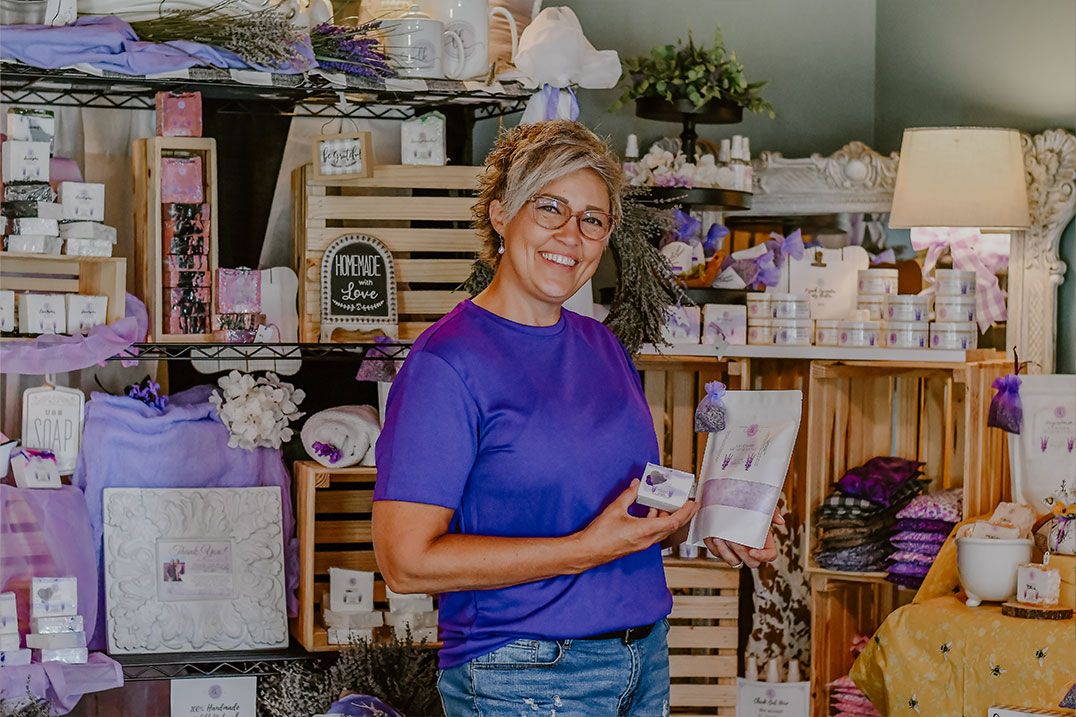 Stacie presents the variety of lavender-based products they selected with the help of a LivePlan Plan Writer.