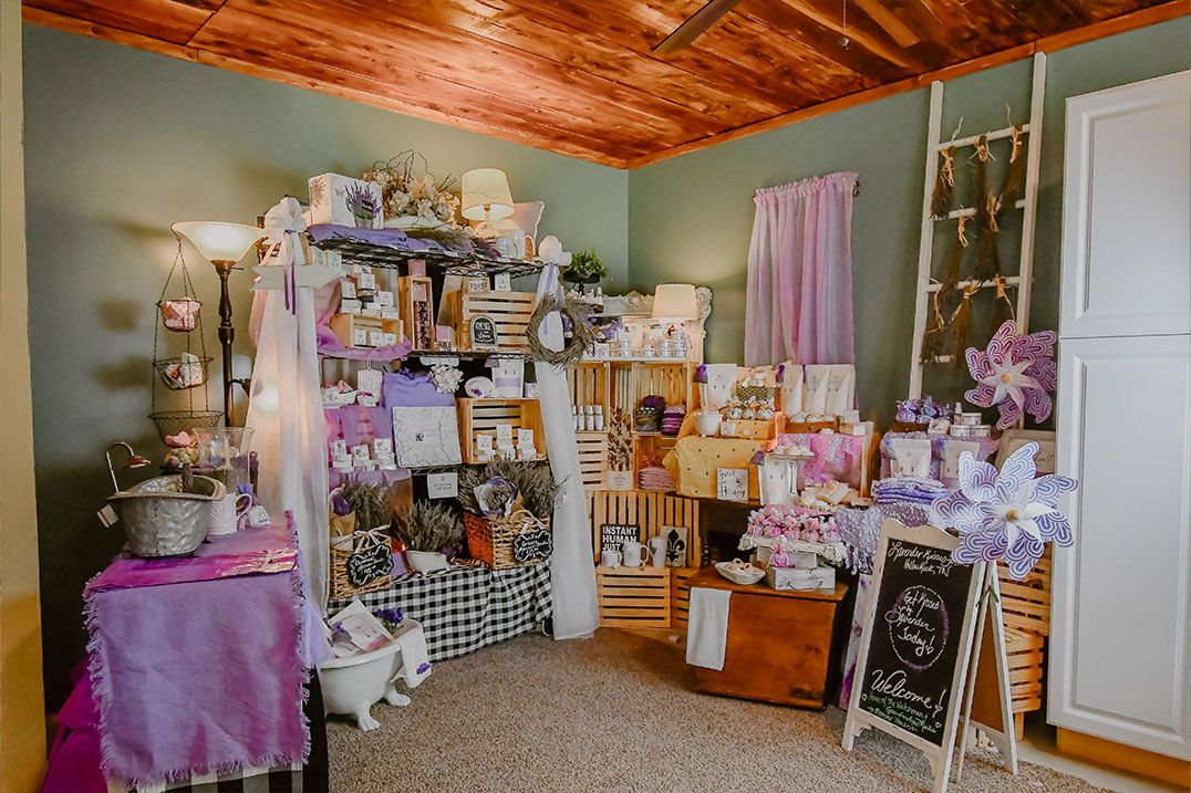 A showcase of the variety of products that Lavender Kisses Farm has available to customers.