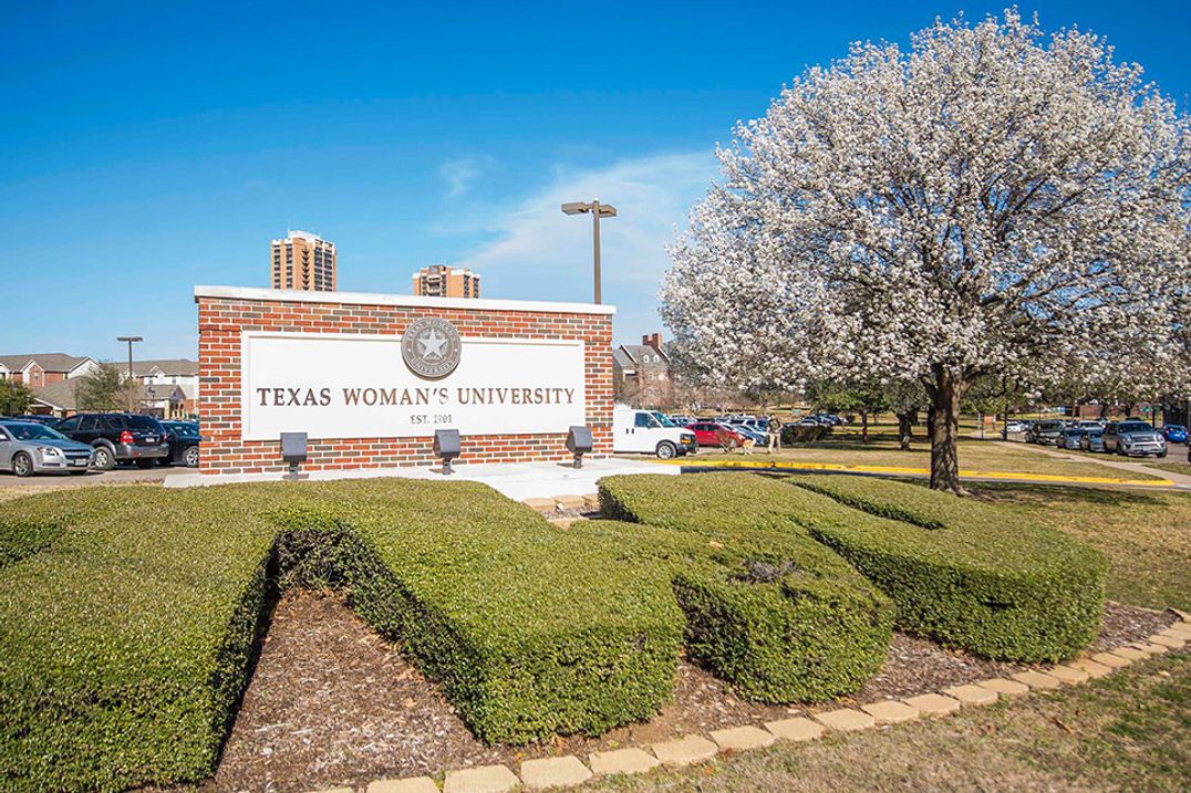 Exterior of the Texas Woman’s University campus.